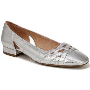 NWOB Lifestride Carmen Metallic Silver Faux Leather Slip-on Shoes 8
